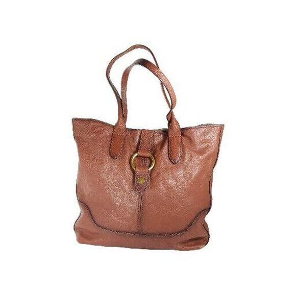 Frye Cognac Brown Leather Xtra Large Ring Tote Bag Purse Handbag - Picture 1 of 16